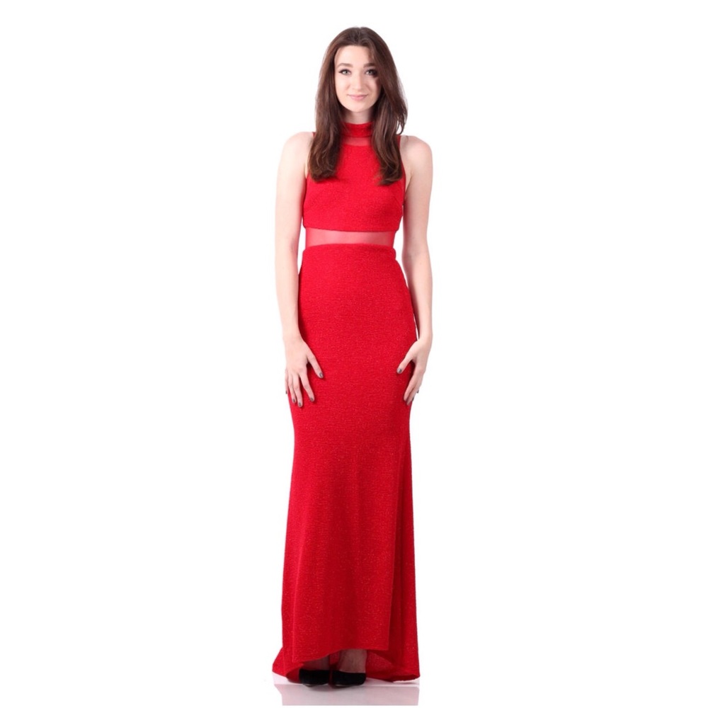 Long formal dress glitter mesh